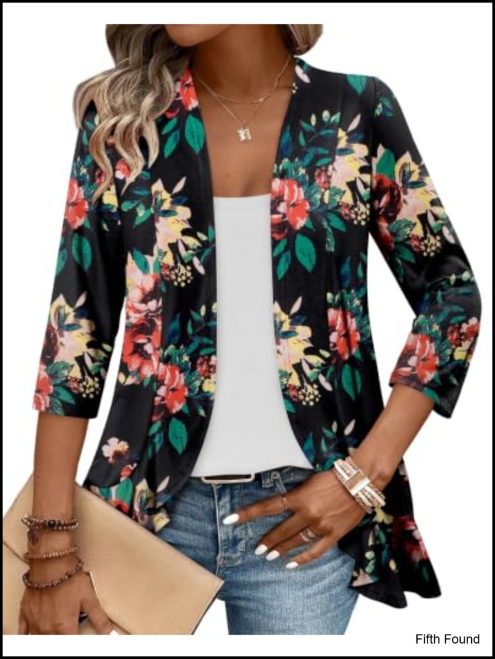 Womens Lightweight 3/4 Sleeve Kimono Cardigan Open Front Casual Summer Shrug